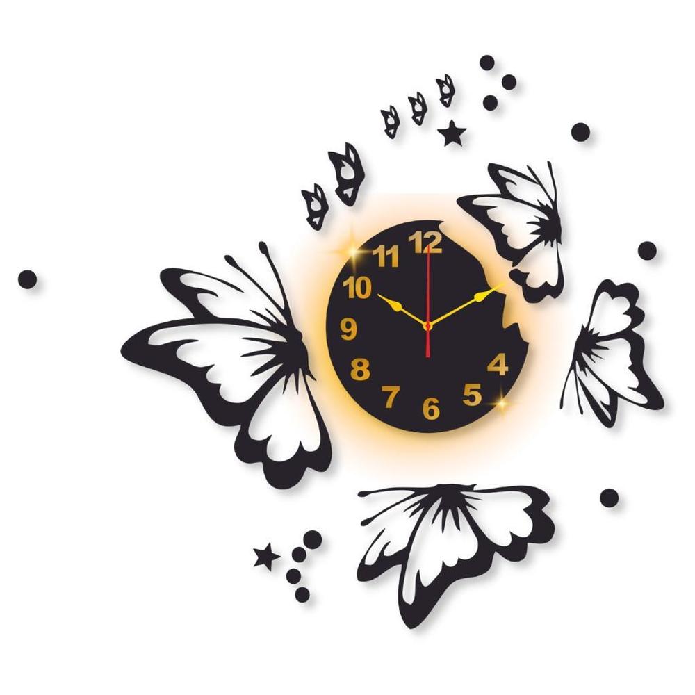 Butterfly Laminated Wall Clock With Backlight