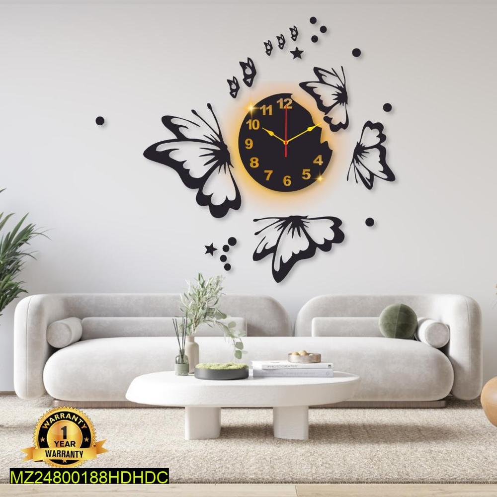 Butterfly Laminated Wall Clock With Backlight