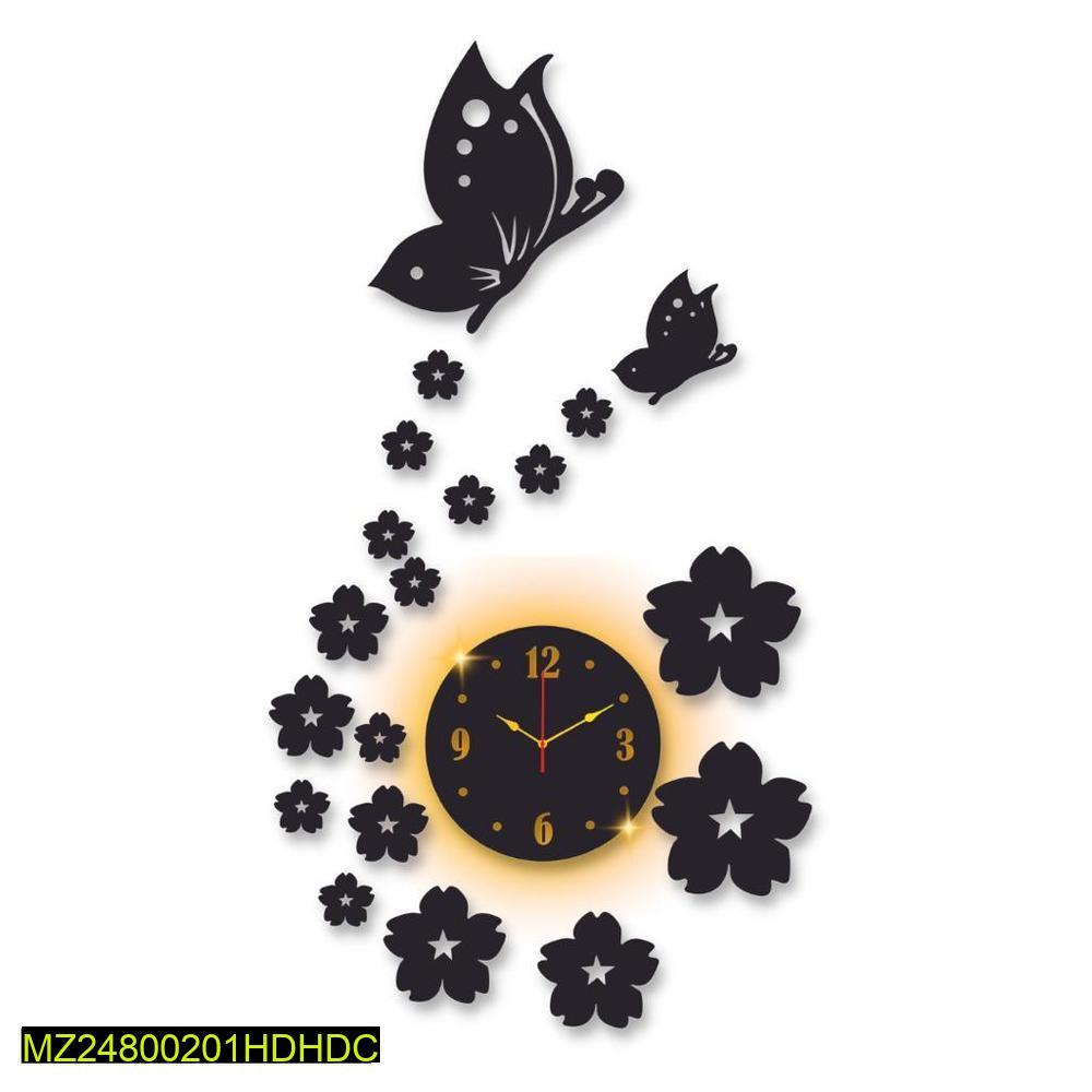 Butterfly Laminated Wall Clock With Backlight